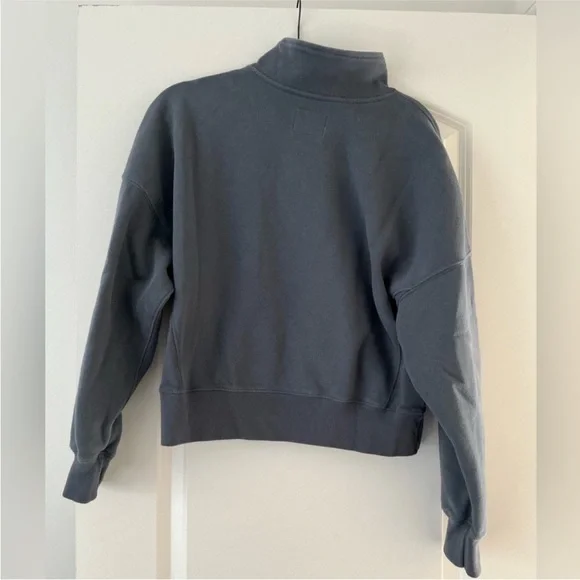Abercrombie & Fitch Quarter-Zip Sweatshirt Blue/Gray Size Medium - Picture 2 of 3